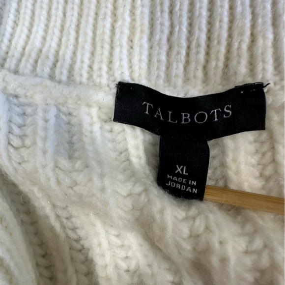 Talbot's 1/4 Zip High Neck Cream Gray Ombre Rib Knit Soft Winter Sweater Size XL - Picture 4 of 5